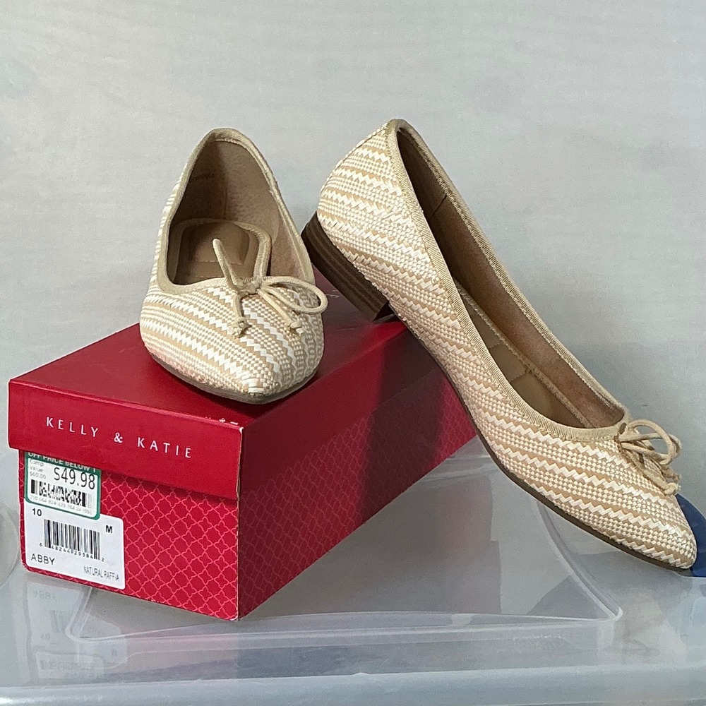 Kelly & Katie Abby Woven Pointed Toe Ballet Flats Bow Size 10M